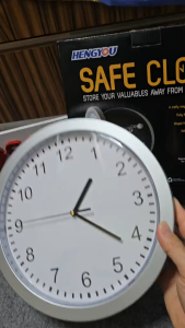JD-26 Jam Analog Bulat Dinding Ada Hidden Storage Box Seperti Brankas Safety Box Safe Clock