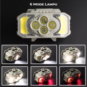 Senter Kepala Bright Headlights NK-815S + Cob LED Dengan Sensor Tangan Lampu Mati & Nyala