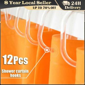 12pcs/Set White Plastic c Shape Bath Drape Shower Ring Loop Bendable Bathroom Curtain Hooks Clasp Loop Home Curtain Poles Shower Convenient Plastic C Shaped Shower Hooks Removable Clear Shower Curtain Hooks Reusable Shower Curtain Rings Bathroom Use