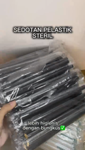 (SUMMER PLASS) [500PCS] SEDOTAN STERIL 12MM*18CM / SEDOTAN HITAM PLASTIK STERIL HIGIENIS / SEDOTAN PLASTIK LANCIP