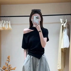 XUECAIQI | Stylish Korean Off-Shoulder Hangneck Top and Wide Leg Pants Set