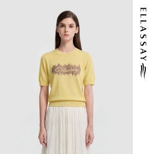ELLASSAY | Cotton Logo Embroidered Simple Work Wear Knit Sweater