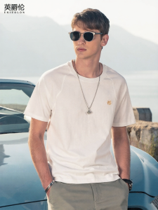 Enjeolon | Mens Summer Short Sleeve T-Shirt with Embroidery Xinjiang Long-staple Cotton