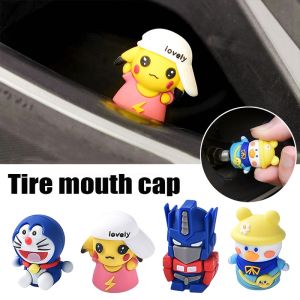 【Pphha】4Pcs Cartoon Doraemon Valve Cap Universal Motorcycle Bike Car Tire Valve Cover Jingle Cat Wheel Tyre Decoration Parts Auto Accessories
