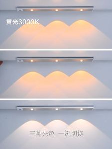 Warmtaste 20/30/40/60CM LED Night Light Ultra Thin Under Cabinet Light USB Rechargeable Wireless Motion Sensor Magnetic Bedroom Lamp for Room Wardrobe Kitchen Closet Lighting