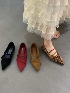 Interior Elevator Vintage Suede Pointed Toe Mary Jane Shoes