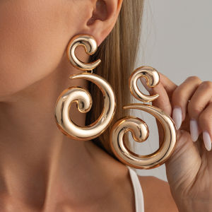 Ingemark | Ingemark Exaggerated Metal Spiral Stud Earrings for Women Creative Vintage Gold Color Piercing Earrings New Jewelry Accessories
