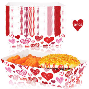 【Snuggery】 6Pcs/set Heart Pattern Decoration Trays Disposable Baking Decoration Valentines Day Pink Food Paper Plate Wedding Birthday Party Dessert Tray