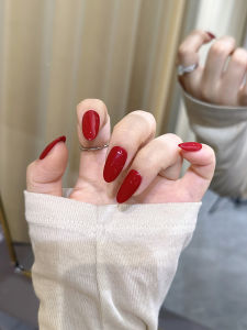 [Bring In Wealth and Treasure Red] Hand-Customized Wear Armor Noble Gas Bring In Wealth and Treasure Red White Finished Nail Beauty Patch round Classy
