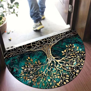 VIKAMA Tree Of Life Semi-Circular Doormat Soft Warm And Noise-Reducing Entrance Hallway Doormat Bathroom Rug Home Decor