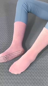 Soft Cotton Grip Yoga Socks – Anti-Slip Stretchy & Perfect for Home Training