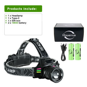 100000LM 2LED Ultra Powerful Headlamp Headlight Head Lantern Front Light Type C Rechargeable LED Head Flashlight For Fishing