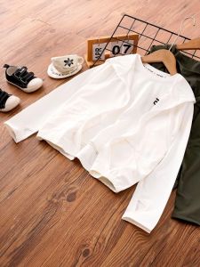 Ice Silk Childrens Sun Protection Clothes Lightweight Cool Feeling Summer Jacket for Boys Baby Sun Protection Outfit with Hands