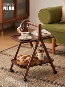 Small Wooden Snack Cart Multi-Layered Storage Rack Free-Standing Gap Organizer Bedside Storage Rack Eco-Friendly Rubber Wood