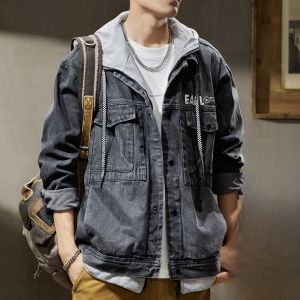 ROMON | Trendy Stylish Mens Denim Jacket with Hooded Sweater Style