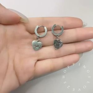 (Y1) New earrings Stainless steel heart electrogram ear buckles ear clips without ear piercings不锈钢心电图耳扣 无耳洞耳夹防过敏