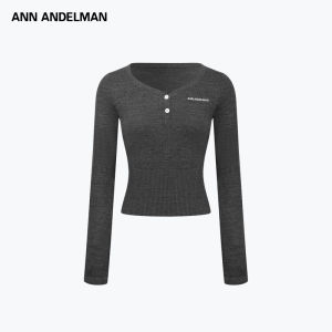 ANN ANDELMAN | Minimal V-Neck Slim Fit Sleeve Knitwear