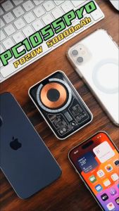 BAVIN PC1055 Pro 5000mAh PD 20W Magnetic Wireless Charging Transparent Shell Powerbank Supports iPh 16 w/ Magnetic Ring