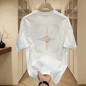 Áo Thun Nam Tay Ngắn Cotton Phong Cách Mỹ Mùa Hè Dáng Rộng Cổ Tròn in Họa Tiết Hoạt Hình Thường Ngày Thoải Mái Thoáng Khí