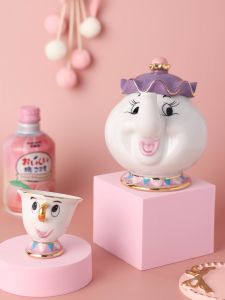 Original Beauty And the Beast Tea Pot And Kettle Set European Style Ceramic Tea Set Birthday Gift Mrs. Potts Authentic