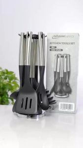 Bộ dụng cụ nhà bếp 7 món ZUHAUSE BASIC ZB57 kèm giá treo inox bộ dụng cụ làm bán nấu ăn nhựa chịu nhiệt cao cán inox