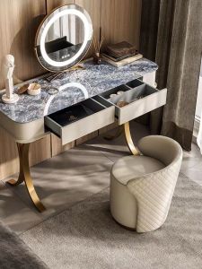 Internet Celebrity Dresser Stool Backrest For Home Small Apartment Leather Chairs Bedroom Modern Minimalist Scandinavian Accessible Luxury Makeup Stool