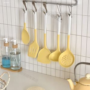 Silicone Cooking Spoon Egg Fry Pan Soup Ladle Turner Kitchen Utensils Heat Resistant Non Slip Hanging Pot Spatula