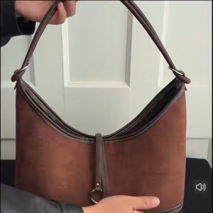 Vintage Hobo Bag Korean Style Suede And Leather Shoulder Bag Fashion Underarm Commuting Bag