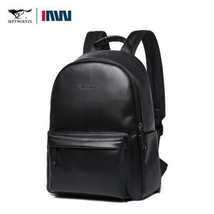SEPTWOLVES High-End Work Backpack Leather Waterproof Large Capacity Computer Laptop Bag Pack Men Office Working Business