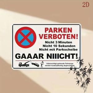 Red German-Style No Parking Metal Sign 20x30cm Durable Iron Outdoor Wall Decor