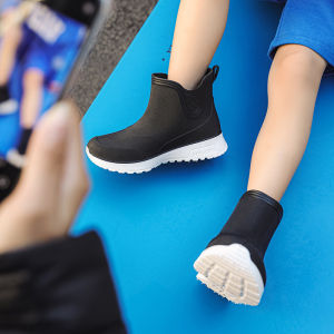 Childrens Rain Boots Thick Bottom Anti-Slip Waterproof School Shoes Boy Girl Parent-Child Style Short Tube PVC Material