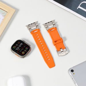 Strap for Apple Watch Ultra 2/1 49mm Rugged Silicone Band with Metal Connector for iWatch Series 9 8 7 6 5 4 3 2 1 Series SE 2rd Gen/SE 26mm Width Masculine Apple Watch Strap