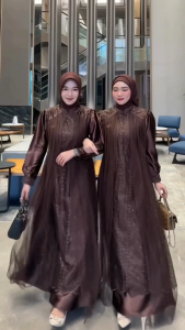 LEYA DRESS GAMIS KONDANGAN TERBARU 2026 DRESS VELVET MIX BRUKAT TILE PREMIUM DRESS MEWAH WUDHU FRIENDLY