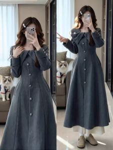 XUECAIQI | Vintage Style Fitted Wool Coat Long Thick