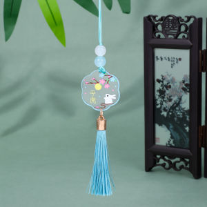 New Chinese Style Water Ink Calligraphy Tassel Simple Window Shadow Bamboo Bird Pendant U Disk Bookmark Hanging Tassel DIY Accessories
