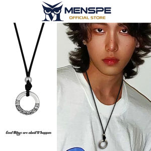MENSPE Retro Xiangyun Ping An Pendant Necklace Stainless Steel Fashion Necklace Boyfriend Girlfriend Gift Fashion Jewelry Accessories Simple Safety Buckle for Men Women Gift Package