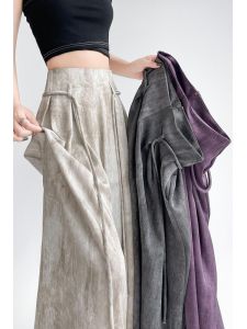 Elegant French Design Ice Silk Vinegar Satin Dyeing Trousers