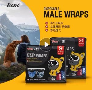 DONO 1 Pack 2 Fashionable Design DSDiary Dog Disposable Male Wraps Dog Diaper