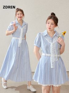 ZHANGDAREN | Đầm Áo Sơ Mi Caro Phong Cách Học Trò Dành Cho Người Mập