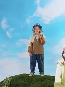 Children Reversible Coat Shell Jacket 2024 Spring and Autumn Three-Proof Hooded Korean Children Baggy Coat