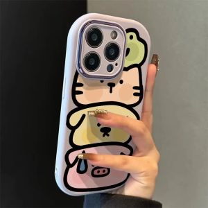Animal Stackable Silicone Phone Case for Apple 17promax Full Cover Anti-fall Protection for iPhone 16 15pro IP14/13 Cartoon IP12/11 Advanced XR Trendy 7P/8P Womens Style Protective Cover
