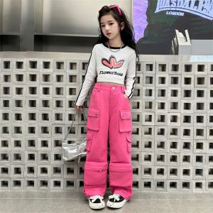 SETELAN ANAK PEREMPUAN ROAD TOP JEANS CARGO PINK