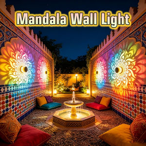 Solar Mandala Sunflower Projector Wall Light Outdoor Garden Decoration Landscape Light for Patio Garden Estate Porch Courtyard