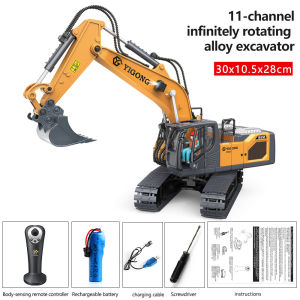 1:20 2.4G RC Alloy Excavator Remote Control Crawler Truck Electric Engineering Vehicle Construction Model Kid Birthday Gift