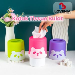 Lovenia Holder Tissue Silinder Motif Panda Warna-Warni dengan Wadah Tisu Toilet