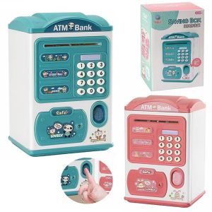 Lovely Cartoon Fingerprint Automatic Bank Automatic Cash Roll Atm Electric Girl Boy Childrens Christmas Gifts Safe Deposit Box