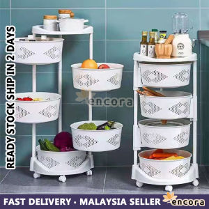 Encora Spice Organizer Bathroom Rack Trolley Storage Rack Kitchen Cart Rotating Trolley Rak Dapur Troli Sayur