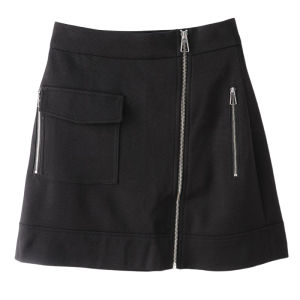 กระโปรงทรงเอเอวสูงมีซิป กระโปรงยาวคลุมเข่าผ้าโพลีเอสเตอร์และไตรอะซิเตทสำหรับผู้หญิงในฤดูหนาว 2021 กระโปรงสั้นแฟชั่นมีสไตล์
