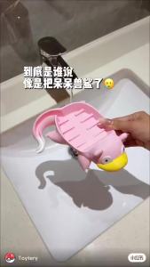 Takara Tomy | Pokemon Figure Slowpoke Soap Dish Drain Box Model Toy 3D Printed Cute Soap Holder Pink Cartoon Slowpoke Soap Dish Bathroom Decor