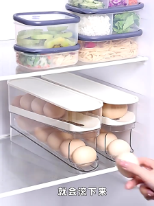 【SKIT SG】12 Grid Egg Slide Organizer Automatic Scrolling Egg Rack Holder Stackable Space-Saving Egg Storage Container Food Grade Egg Storage Dispenser Egg Storage Box Egg Storage Holder Egg Storage Drawer Egg Storage Basket Egg Storage Bin Cabinet
